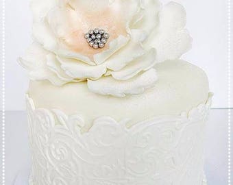 Chic White Lace Faux Cake