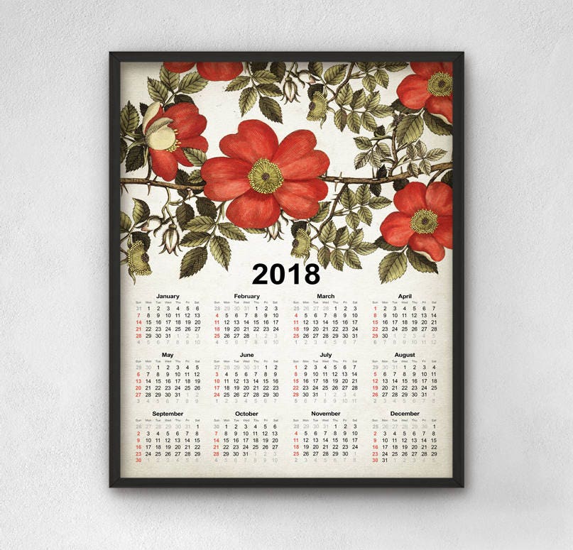 2018 Calendar Vintage : Antique rose calendar art wall 2018 Calendar Vintage : Antique rose calendar art wall