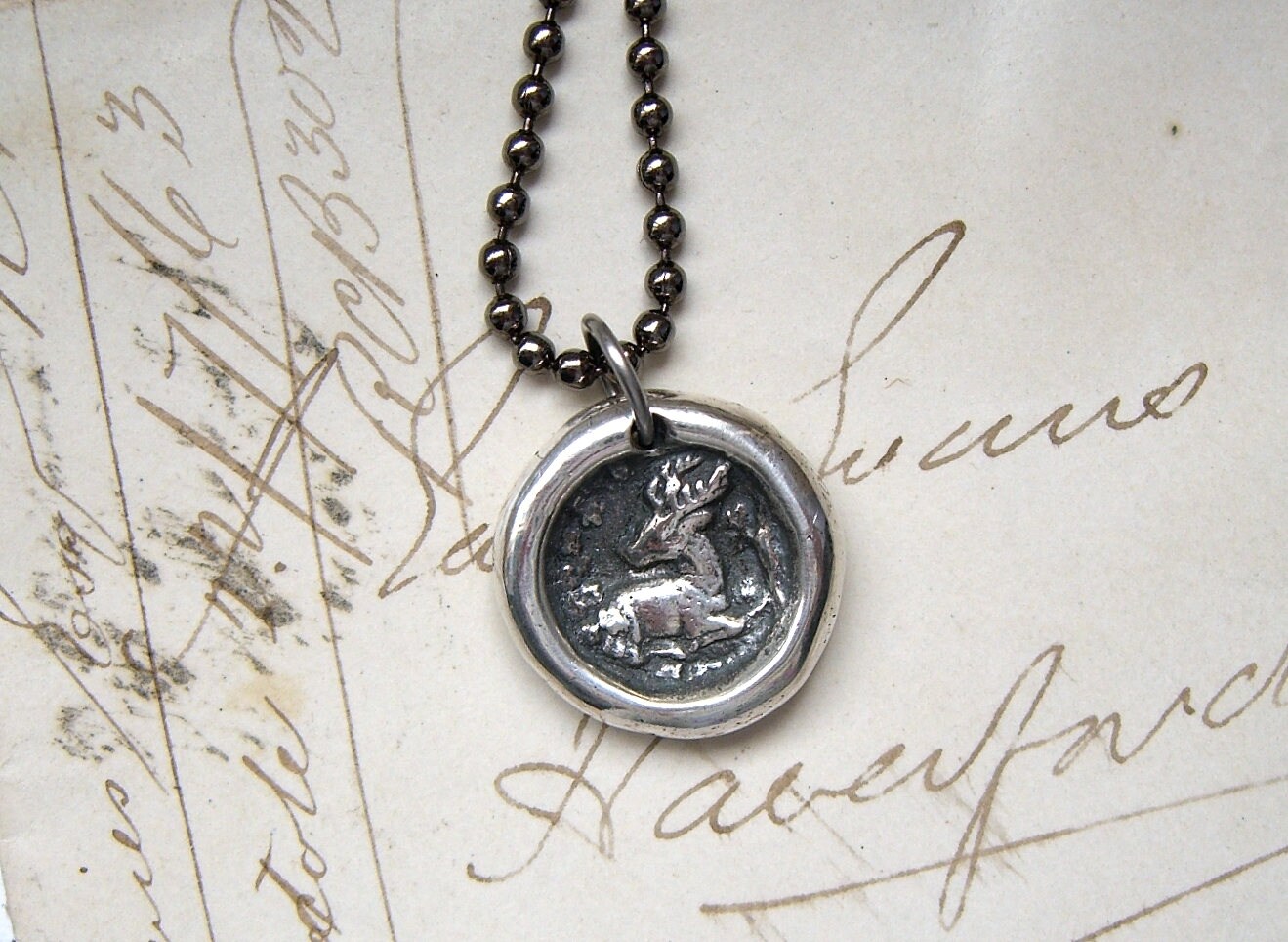 Wax seal necklace Stag necklace Mens necklace Deer