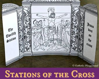 Printable: Stations of the Cross Triptychs coloring