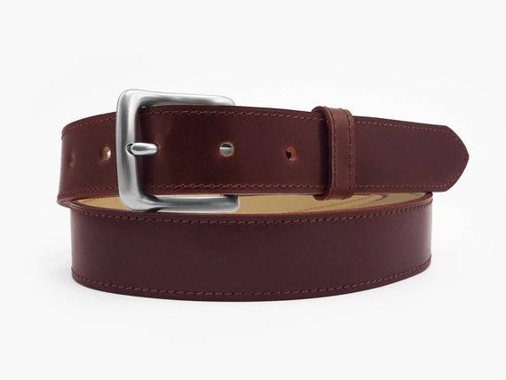 One-Piece Burgundy Shell Cordovan Leather Belt