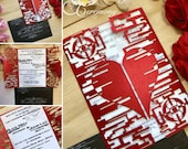 video game wedding invitation laser cut techie heart and sci fi halo design custom geek nerd gamer couple