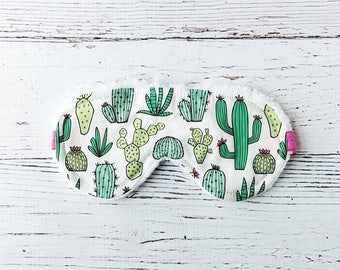 Sleep Mask - Eye Mask - Succulent - Cactus Gifts - Stocking Stuffers - Gifts For Her - Cactus Party Favors - Christmas In July