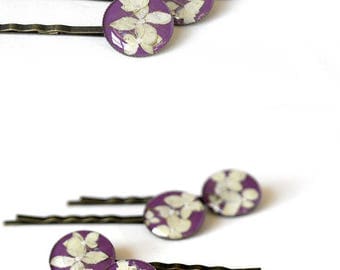 Wedding hair pins for gift for flower girls gift Bridal accessory for bridesmaid hair accessory Prom bobby pins Purple hair pins floral pins