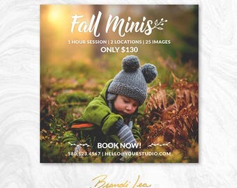 Fall Mini Session Marketing Board - Photoshop template - INSTANT DOWNLOAD - Photographer Marketing - PSD Template - MS04