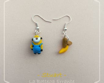 Fimo Polymer Clay Earrings Banana minions Stuart Bob Minion Despicable Me despicable me Nickel Handmade nickel free earrings