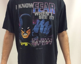 Vintage 1997 Batman I Know Fear When I See It Six Flags The Ride T shirt