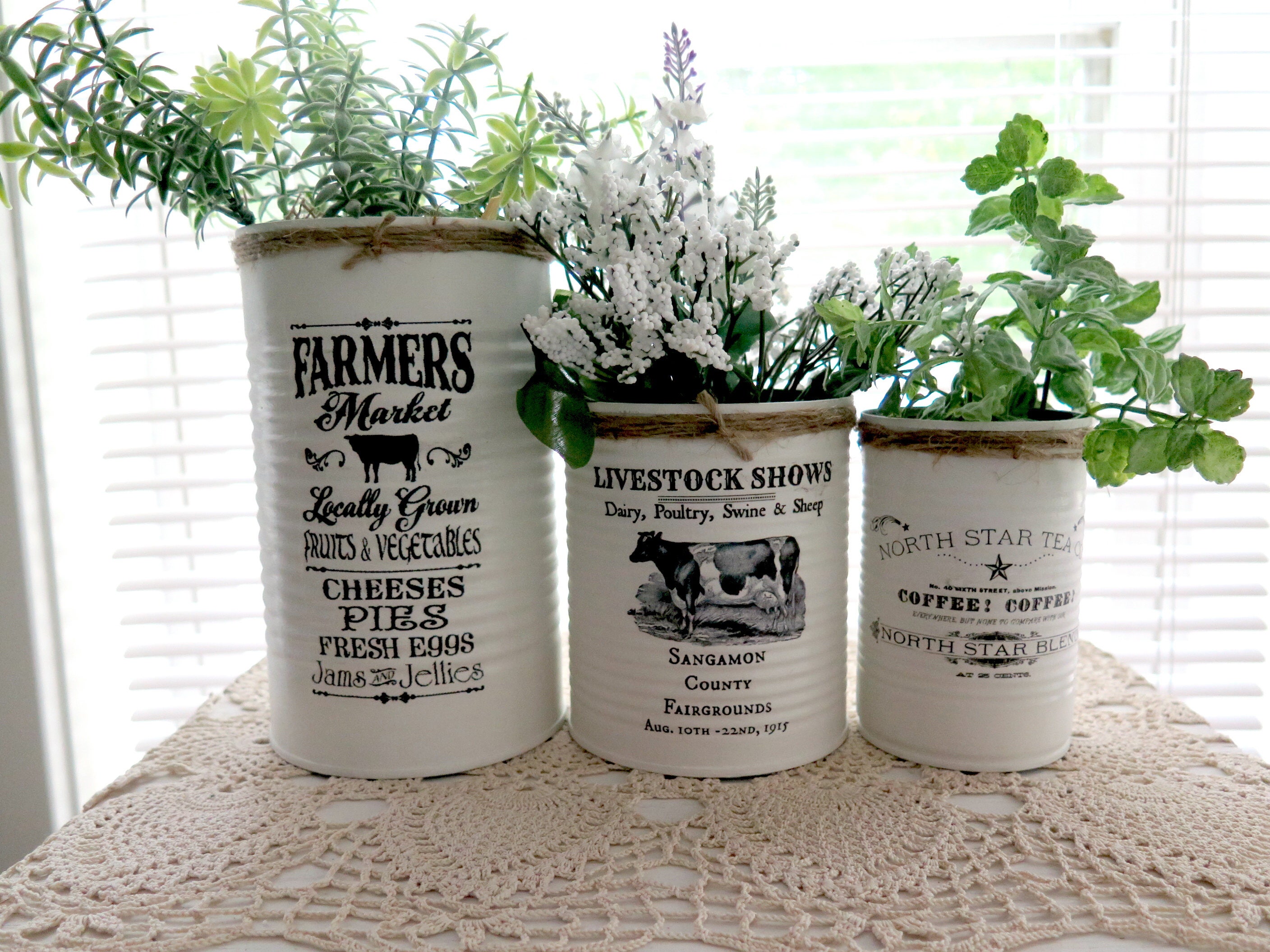 Tin Can Storage Container Farmhouse Inspired Set of 3