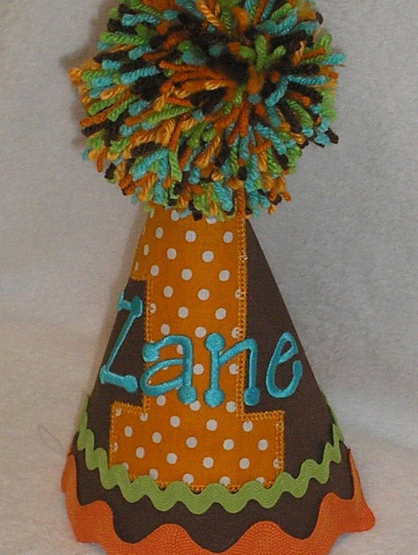 Birthday Party Hat Birthday Hat Orange Aqua Lime Brown Fall