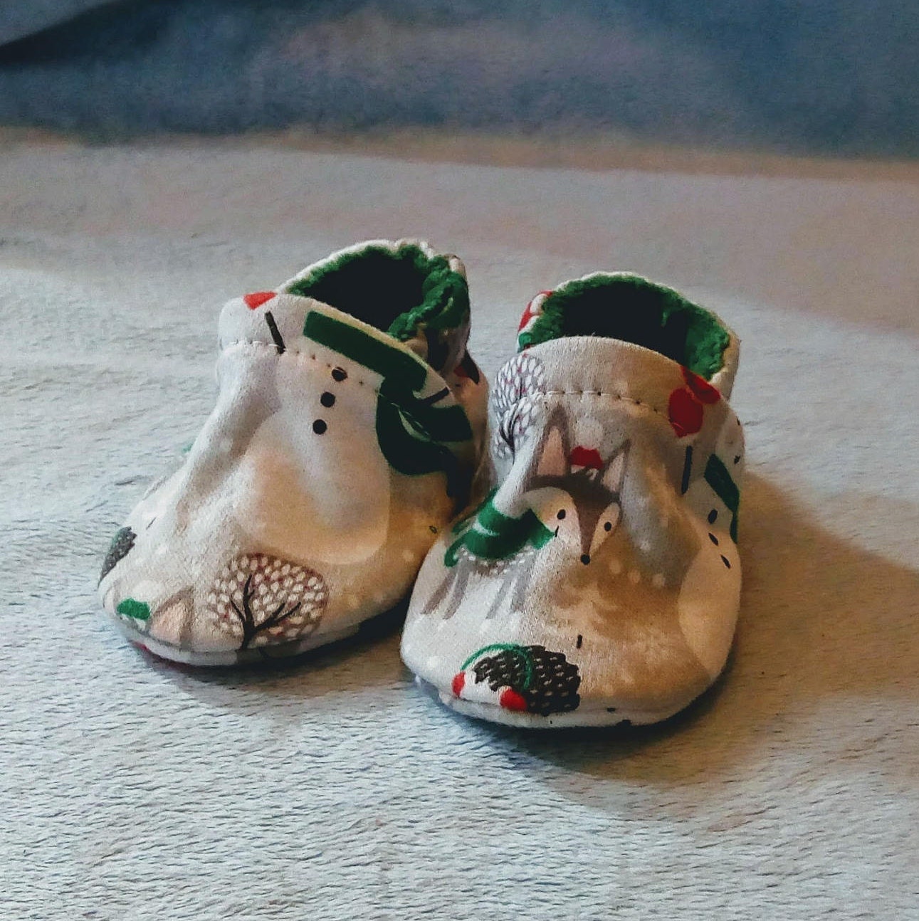 Woodland Snowman: Soft Sole Baby Shoes 0-3M Woodland Snowman: Soft Sole Baby Shoes 0-3M