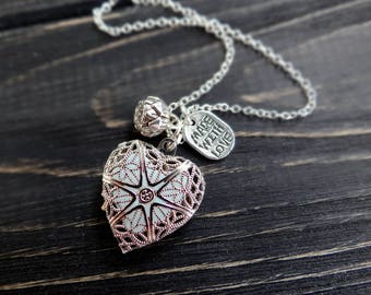 Secret message necklace locket necklace personalized necklace bride to be gift initial jewelry will you be my bridesmaid gift heart necklace