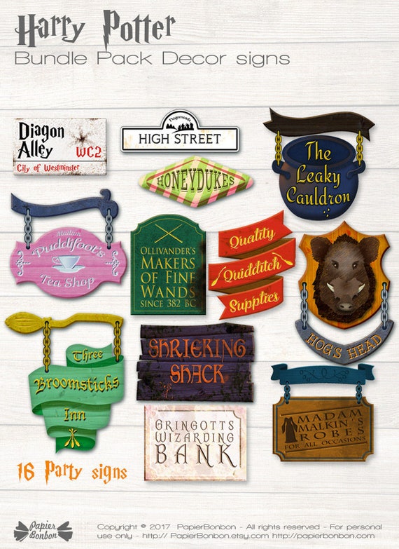 Harry Potter inspired signs printable PDF FILES shops signs