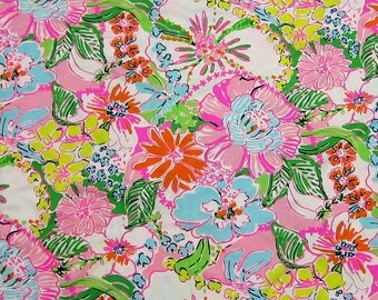 1 yard 36" x 57" Lilly Pulitzer Cotton Fabric " Nosie Posey "
