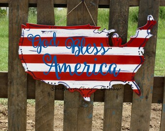 Door Hanger - United States Door Hanger - Patriotic Door Hanger - Wooden Door Hanger - Memorial Day Door Hanger - 4th of July Door Hanger