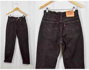 Black 512 Levis Jeans, Vintage Clothing, 90s Clothing, Mom Jeans 29, High Waisted Jeans, 90s Jeans, 90s Clothes, Long Jeans, Tall Jeans