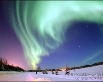 Poster, Many Sizes Available; Aurora Borealis, Or Northern Lights, Bear Lake Alaska