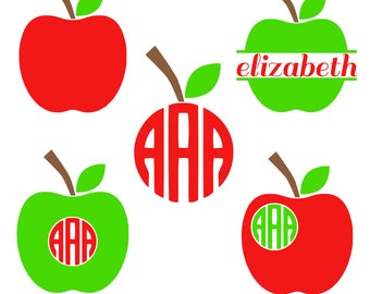 Apple SVG, Monogram Apple SVG Frames, PNG, Eps, Dxf, Circle Frames Svg, Apple Split Monogram Svg, Apple Monogram Frame, Commercial Use.