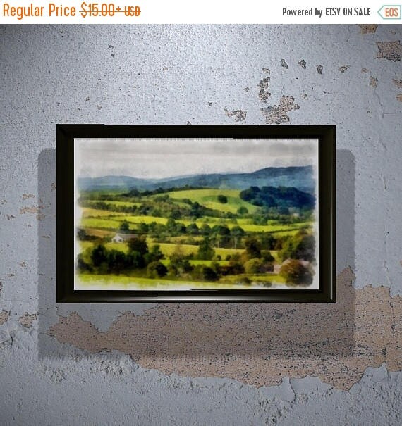 Beautiful Irish Countryside in Watercolor print Wall Art