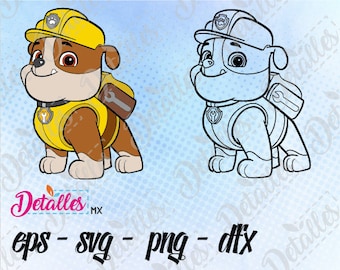 Paw Patrol SVG, Rubble, eps dxf pdf png, Cut Files Designs for Silhouette Studio and Cricut Design - Digital Instant Download