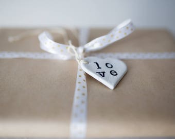 Set of 3 heart tags, clay tags, clay gift tags, gift tags, clay heart tags, favour tags