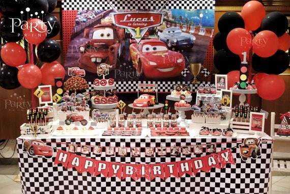 Print-It-Yourself (Digital Copy) CARS Inspired Backdrop Banner with Customised Name Logo**No physical item will be shipped Il_570xn