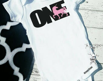 First Birthday Shirt, UNICORN, First Birthday Outfit, pink, Black, White, One, Birthday Shirt, Girl Birthday shirt