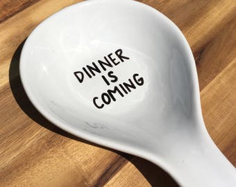ceramic spoon rest, dinner is coming, game of thrones, GOT, ninth (9th) anniversary gift, standard