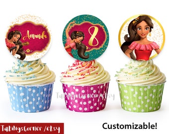 Elena of Avalor cupcake toppers, Elena of Avalor, Elena of Avalor party, Rlena of Avalor birthday, Elena of Avalor labels, avalor circles