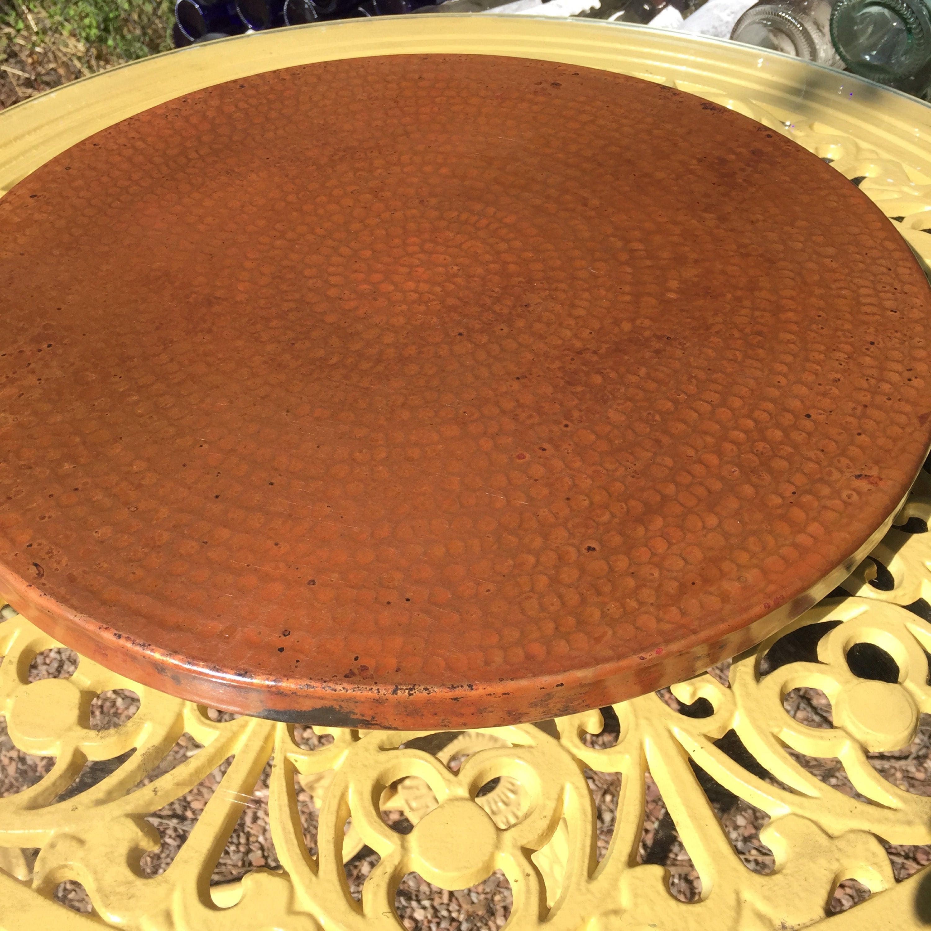 Hammered Copper Lazy Susan rotating serving tray (16 diameter)