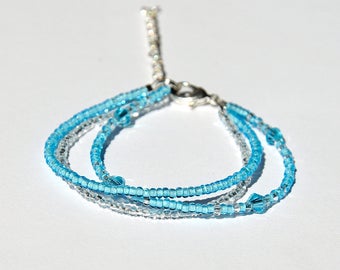 Aquamarine bracelet Tiny bracelet Blue bracelet Bohemian jewelry Bohemian bracelet Nautical bracelet Girlfriend gift|for|her Daughter gift