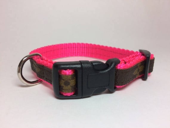 Louis Vuitton Upcycled Hot Pink Dog Collar with Floral LV
