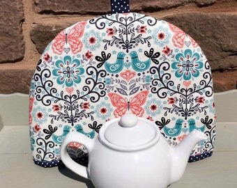 Tea Cosy, tea cozy, teacosies, teacozies, teacosy, teacozy, fabric tea cosy, fabric tea cozy, fabric folksy with birds, butterflies flowers