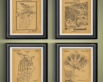 US History Teaching Patents United States of America Artwork History Classroom Posters U.S. History Class Wall Art USA Art Set of 4 PP 9403