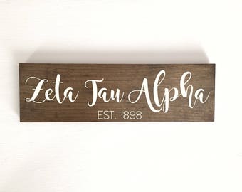 Zeta Sign // Zeta Tau Alpha Sign // Zeta Gift // Big Little Gift // Sorority Sign // Sorority Gift // Rustic Sorority Sign // ZTA Gift