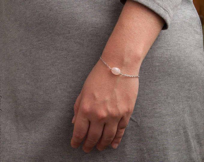 Rose quartz bead bracelet, Genuine rose quartz bracelet, Birthday present for women, Pink stone bracelet, Candy bracelet