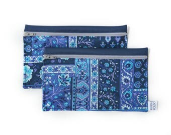 Sacs à collation réutilisables - Fleurs mauves - Reusable snack bags - 2 snack bags - Purple flowers