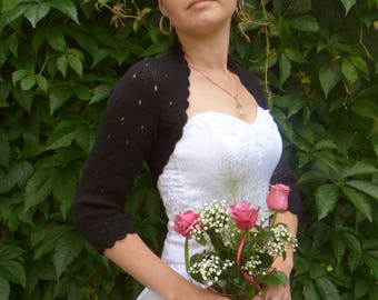 Black Bridal Bolero Shrug,Wedding Angora Bolero Shrug