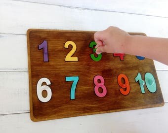 Wooden puzzle number Christmas gift for children Birthday gift Montessori puzzle educational Wooden toy gift Toddler toy Game learn numbers