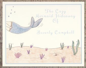 Mermaid Print, Mermaid Wall Art, Personalized 8x10 Print, Mermaid Gifts, Mermaid Art, Mermaid Décor, Beach Wall Art, Personalized Mermaid