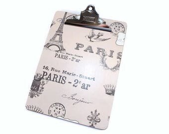 Clipboard, Decorative Clipboard, Paris Style, French Style, Eiffel Tower, Bird, Office Organization, Memo Holder, List Holder, Office Decor