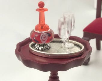 Decanter with glasses for dollhouse handmade