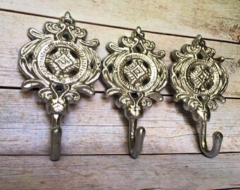 Entryway Coat Hooks - Silver/ or Pick Color - Decorative Wall Hooks - Metal Key Holder - Bathroom Towel Holder - Key Rack - Cast Iron Hooks