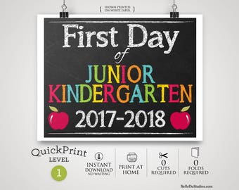 50% OFF SALE - Printable First Day of Junior Kindergarten Sign, First Day of School Sign, Print at Home, No Waiting, 8" x 10"