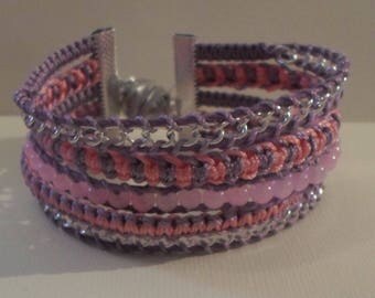 5 row Cuff Bracelet mixed côtelés