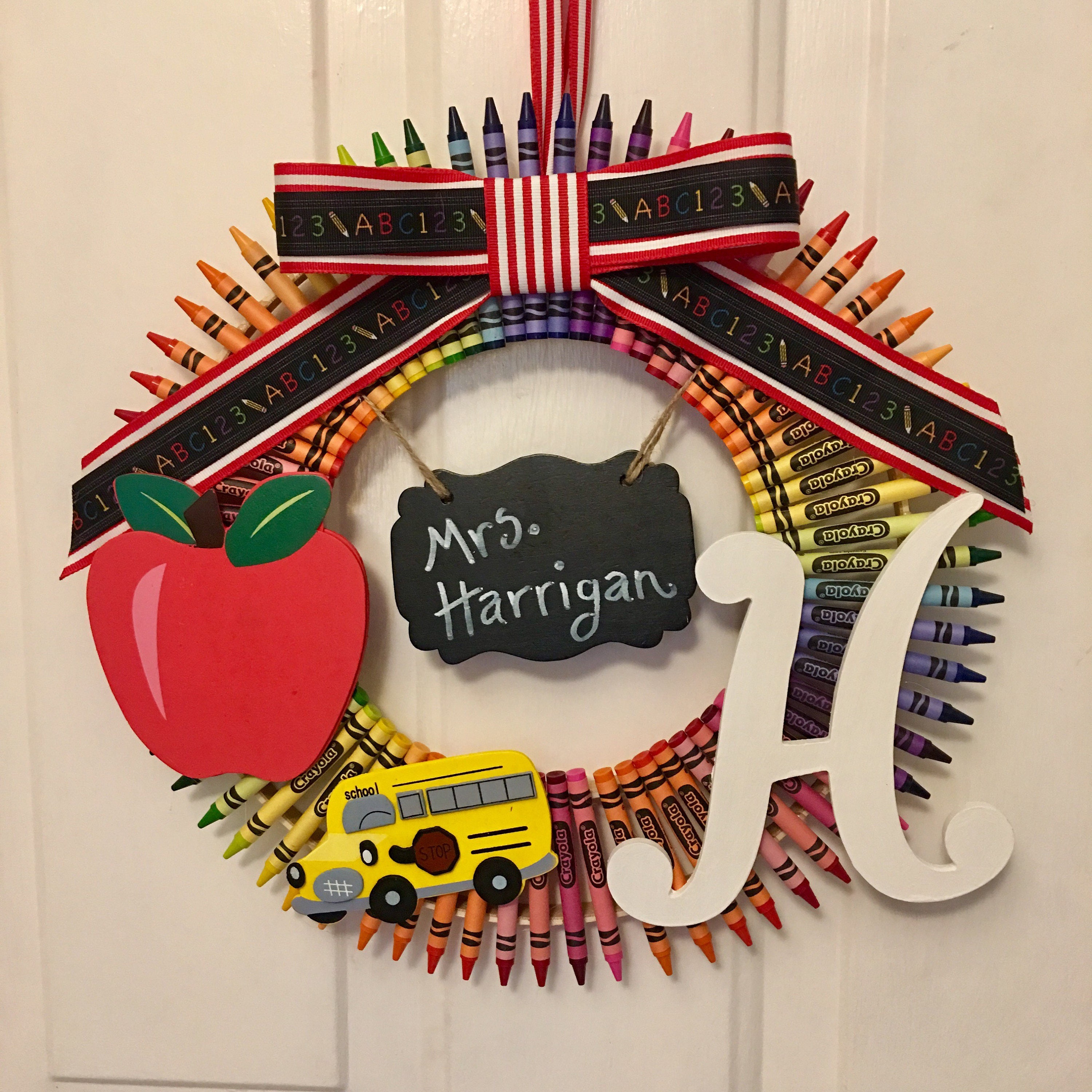 Crayon wreath teacher crayon wreath teacher gift teacher