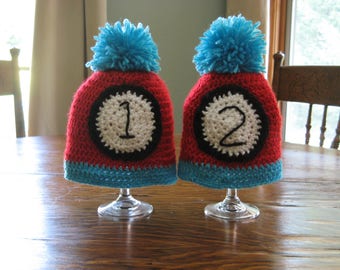 Thing 1 and Thing 2 Twin Hats, Dr. Seuss Baby Hats, Twin Baby Shower Gift