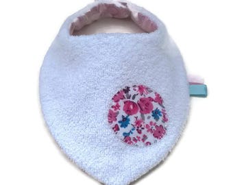 Reversible /bavoir bandana bib with flowers / girl