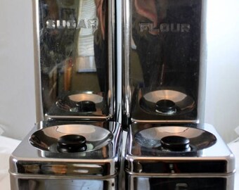 ON SALE NOW Vintage Lincoln Beautyware Chrome Metal Kitchen Canisters