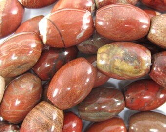 18mm red jasper barrel beads 15.5" strand 34634