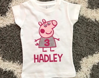 TODDLER "Peppa Pig" Shirt - Your Choice of Shirt Size, Color for Shirt, & Design Font Color